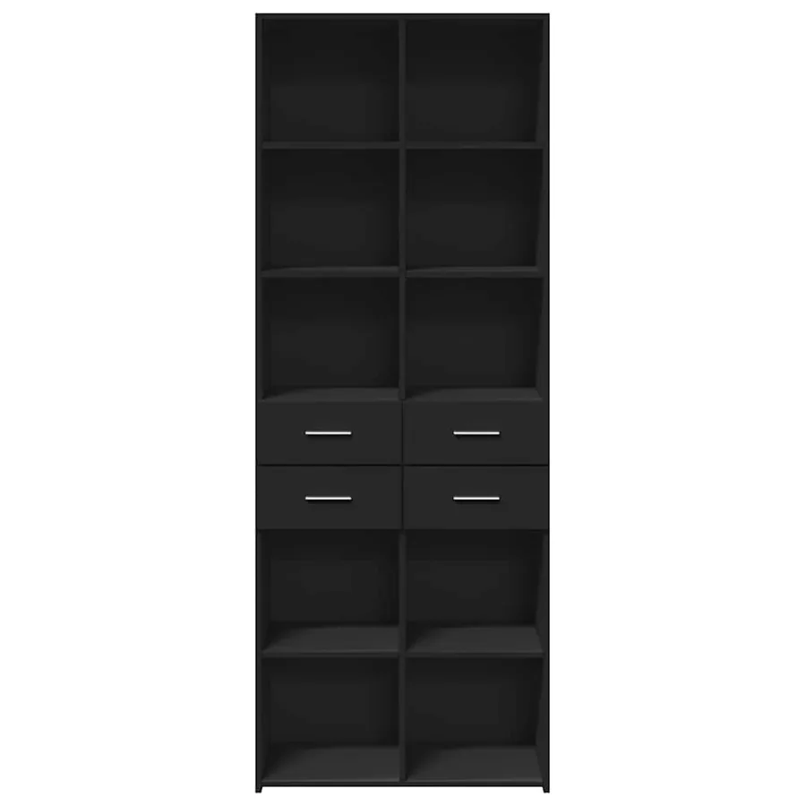 Buffet haut noir 70x42,5x185 cm bois d'ingénierie - 4