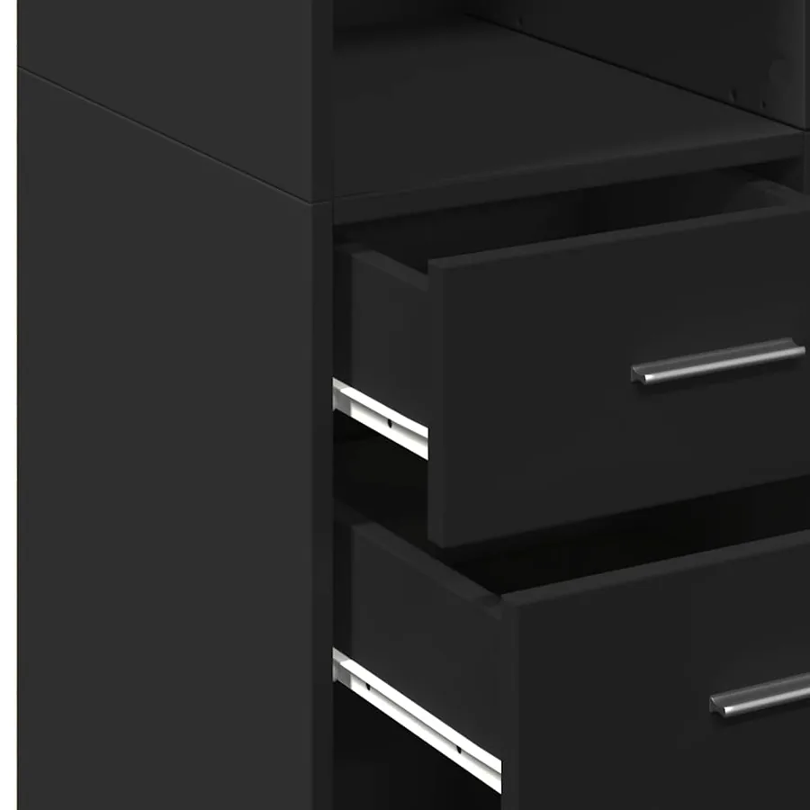Buffet haut noir 70x42,5x185 cm bois d'ingénierie - 7