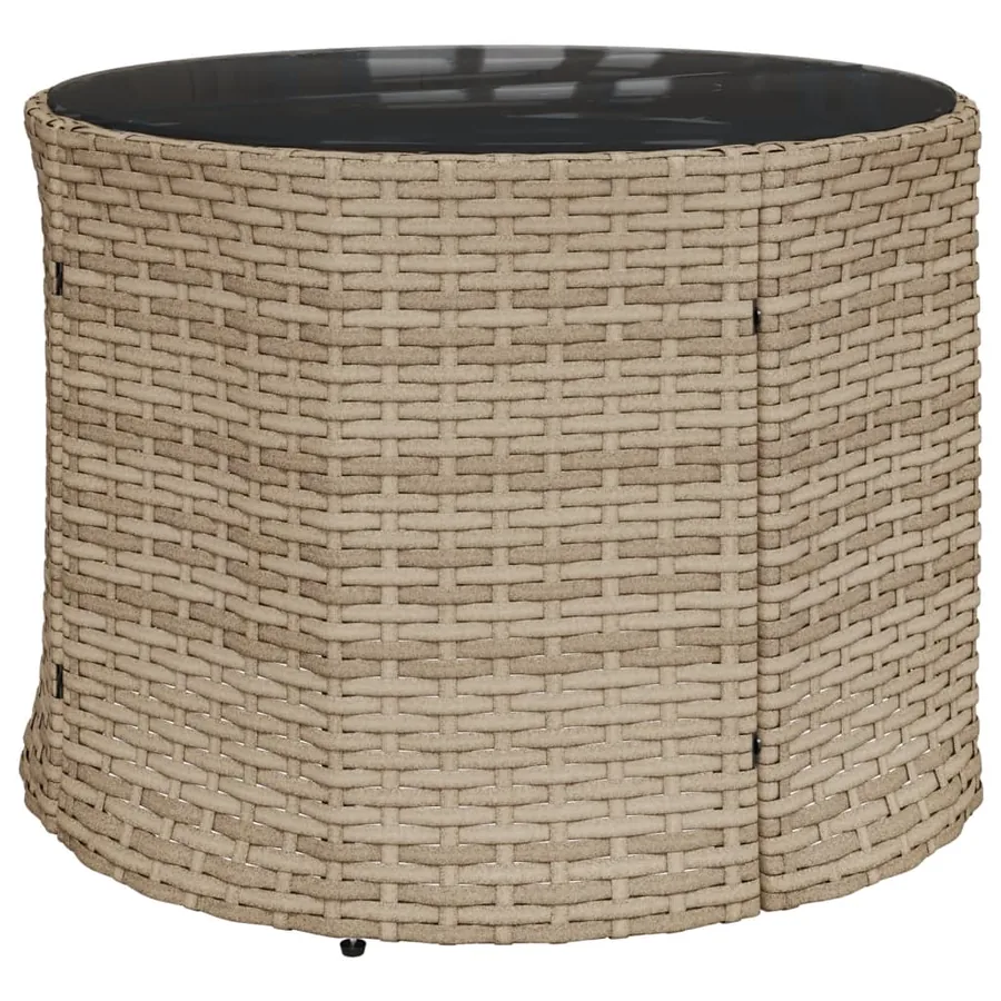 Canapé de jardin avec table coussins rond beige résine tressée - 8