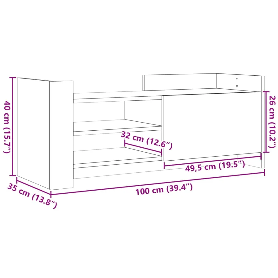 Meuble TV Chêne sonoma 100x35x40 cm Bois d'ingénierie - 11
