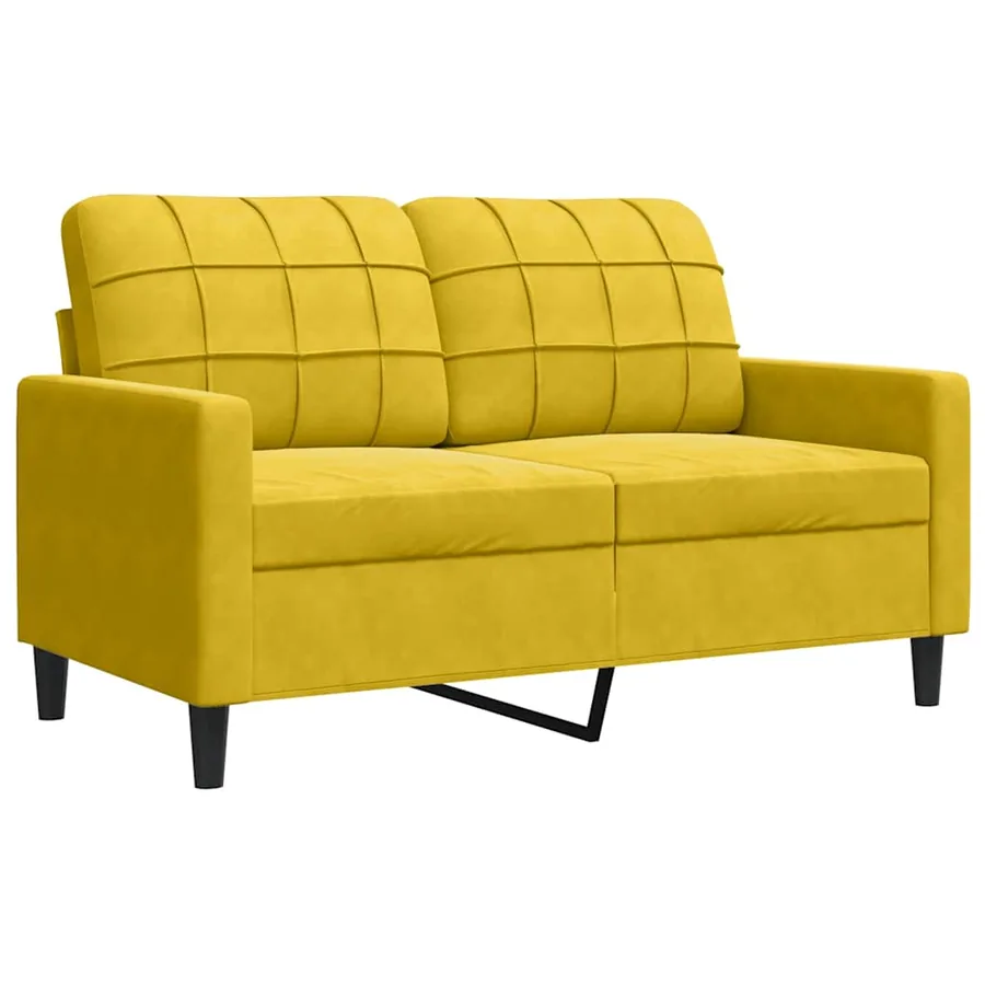 Canapé à 2 places Jaune 120 cm Velours - 2