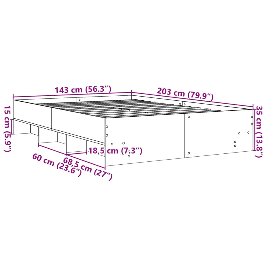 Cadre de lit sans matelas chêne marron 140x200 cm - 10