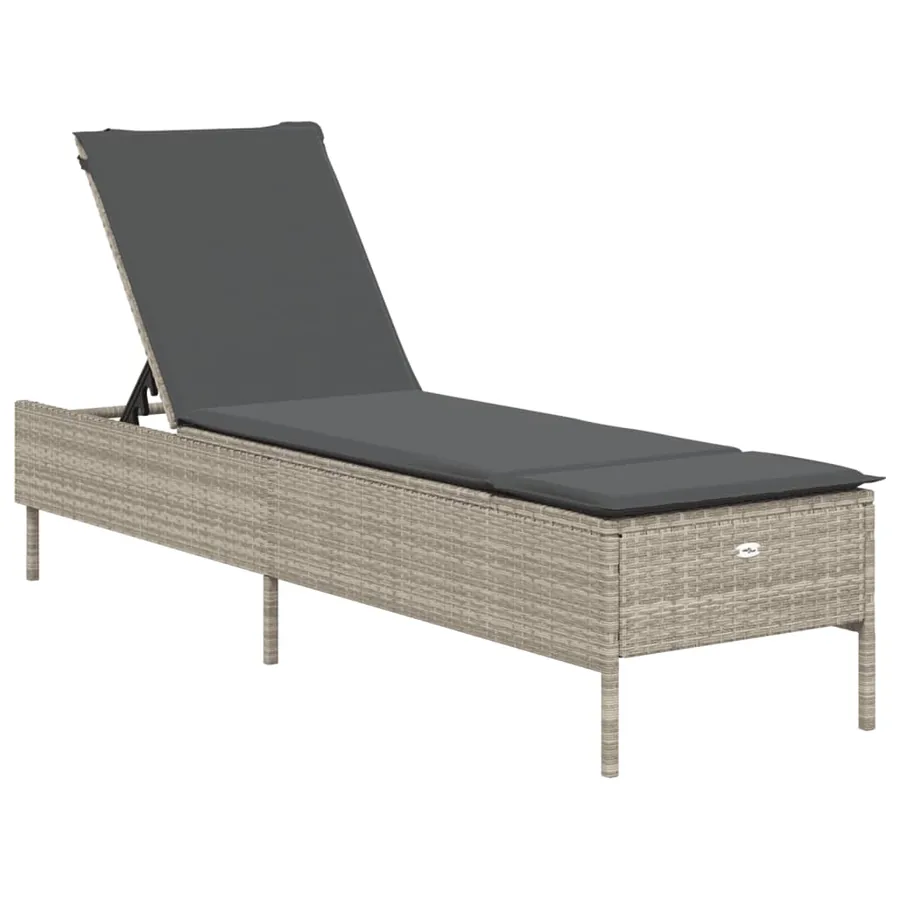 Ensemble de chaises longues avec coussins 3pcs gris clair rotin - 8