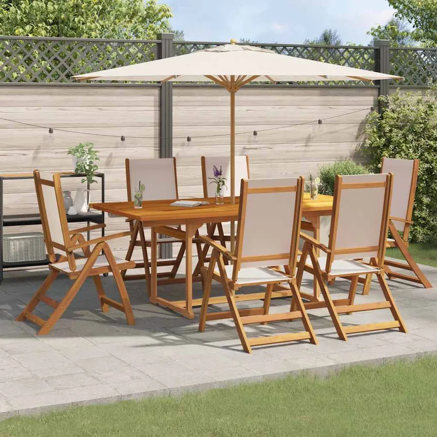 Ensemble à Manger de jardin 7pcs bois d'acacia solide textilène