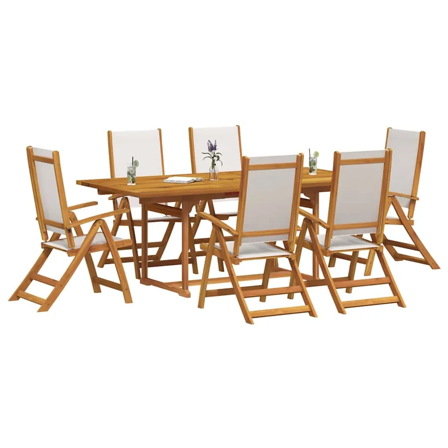 Ensemble à Manger de jardin 7pcs bois d'acacia solide textilène - 7