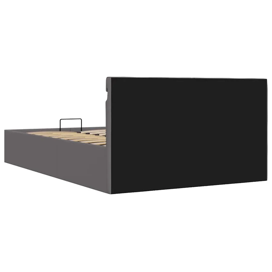 Cadre de lit à rangement avec LED gris similicuir 120x200 cm - 8