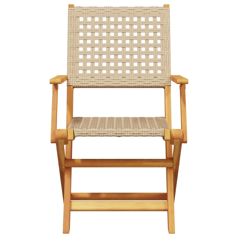 Ensemble à manger de jardin 5 pcs résine tressée et bois massif - 4
