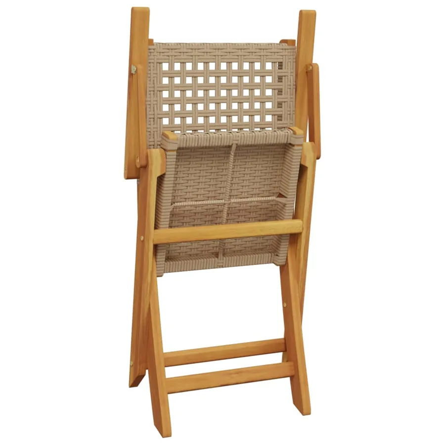 Ensemble à manger de jardin 5 pcs résine tressée et bois massif - 7