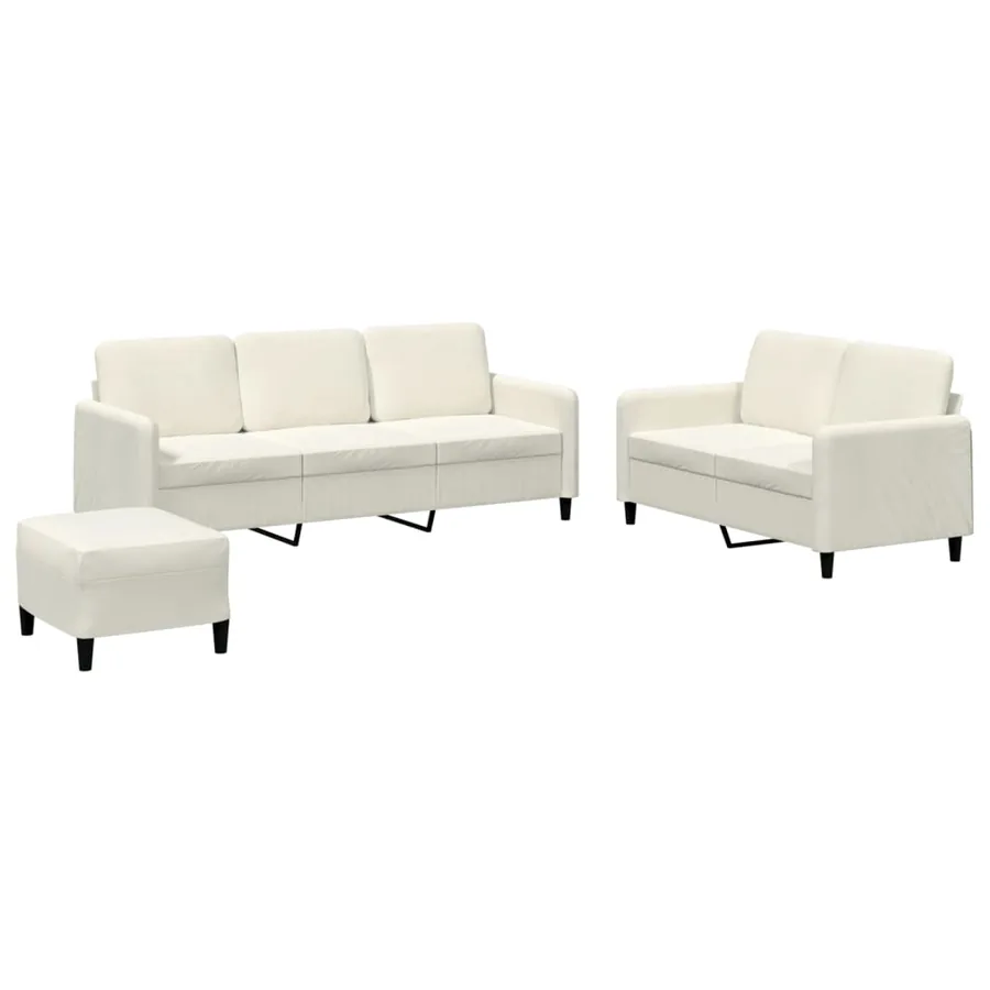 Ensemble de canapés 3 pcs crème velours - 2