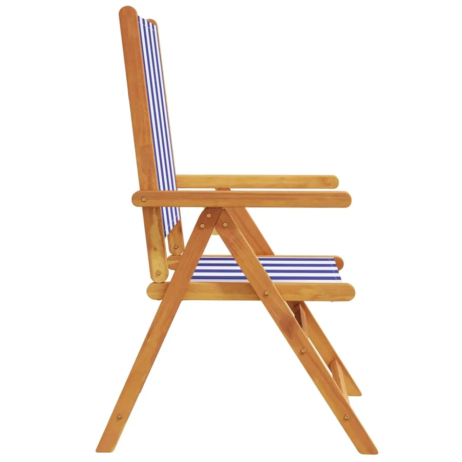 Chaises inclinables de jardin lot de 6 tissu et bois massif - 5