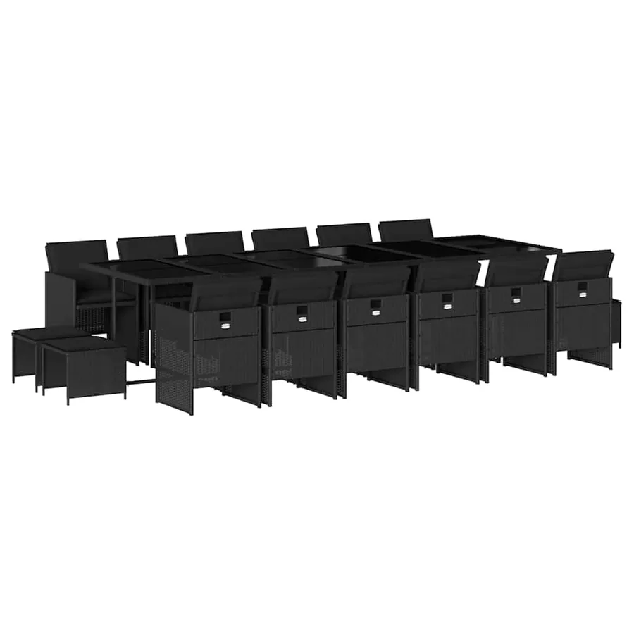 Ensemble à manger de jardin 17 pcs coussins noir résine tressée - 2