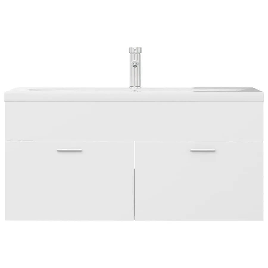 Armoire d'évier avec lavabo intégré Blanc Aggloméré - 3