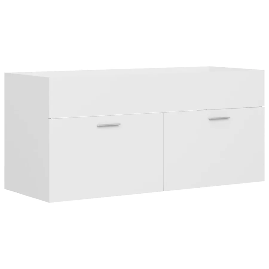 Armoire d'évier avec lavabo intégré Blanc Aggloméré - 8