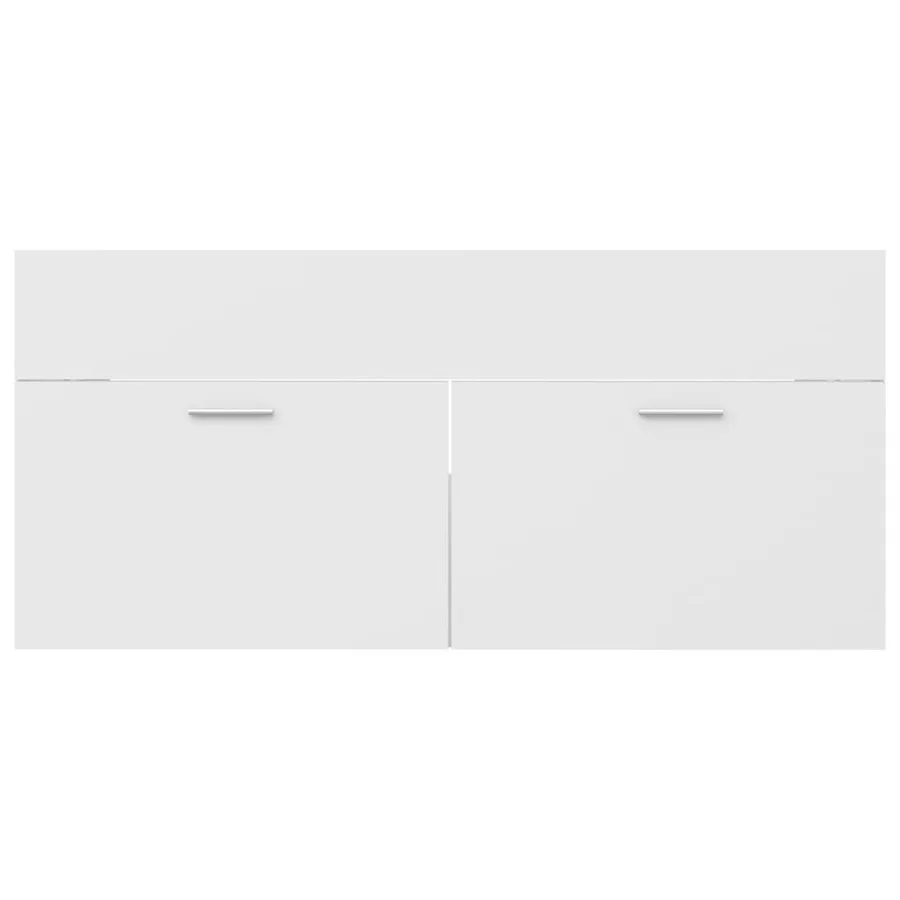 Armoire d'évier avec lavabo intégré Blanc Aggloméré - 9