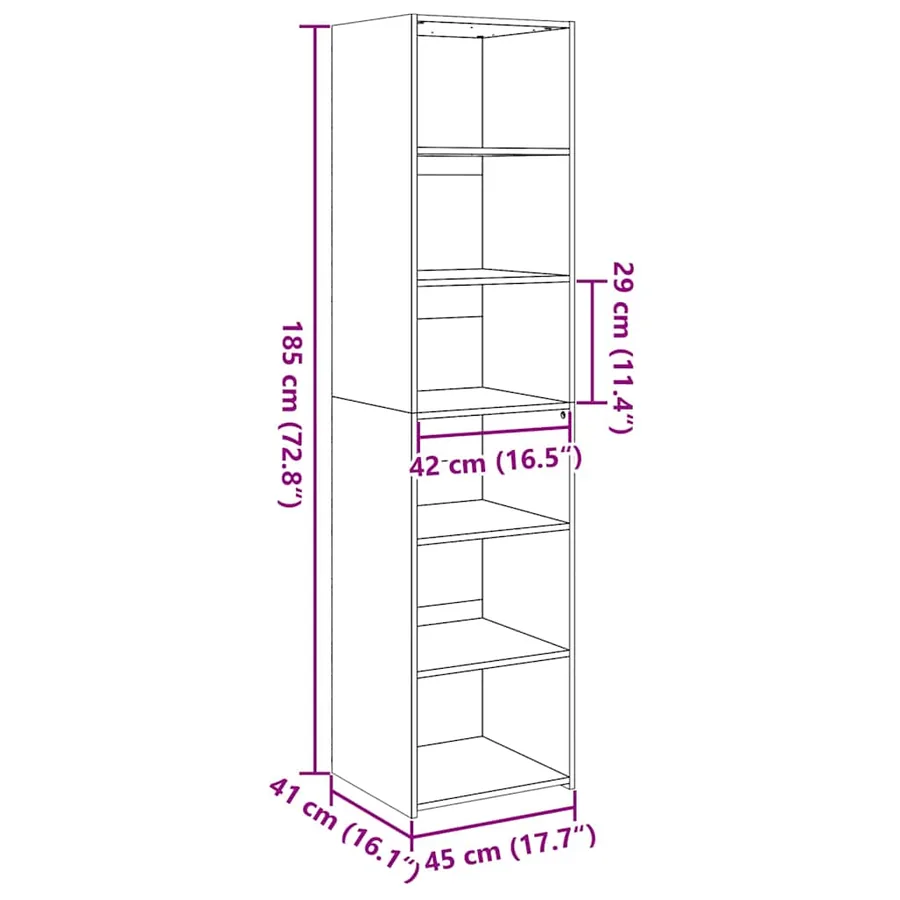 Buffet haut noir 45x41x185 cm bois d'ingénierie - 9