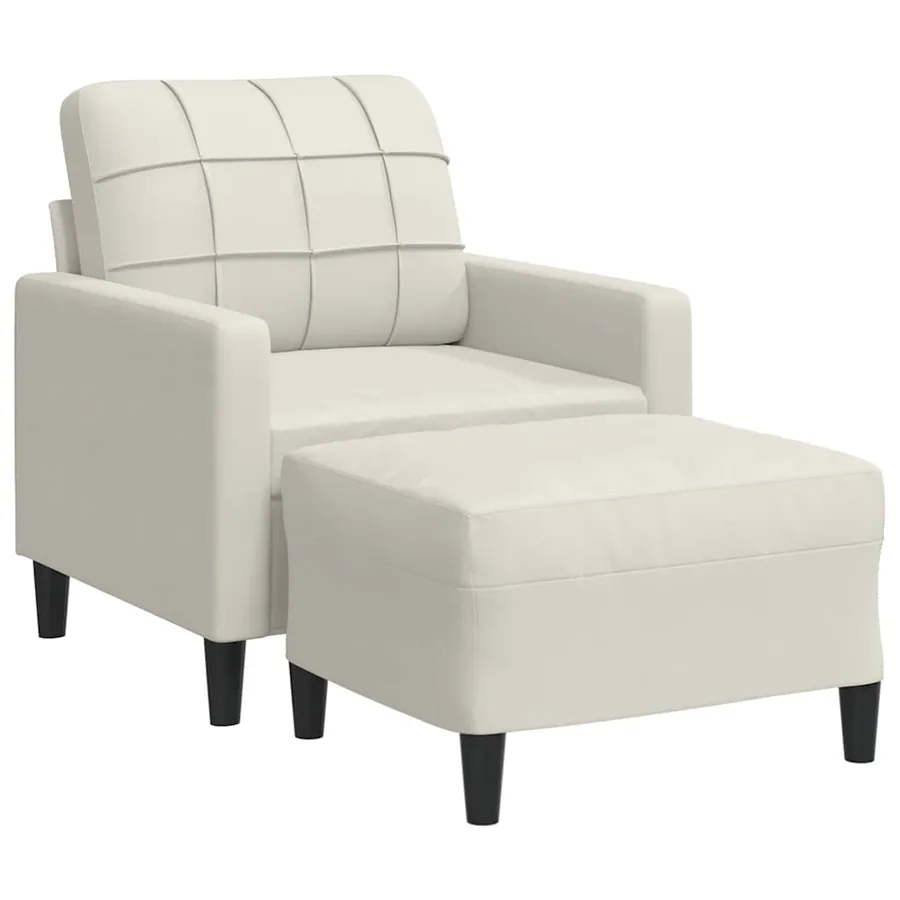 Fauteuil avec repose-pied Crème 60 cm Velours - 2