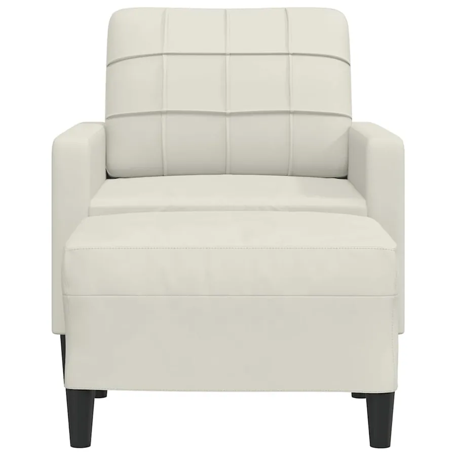 Fauteuil avec repose-pied Crème 60 cm Velours - 3