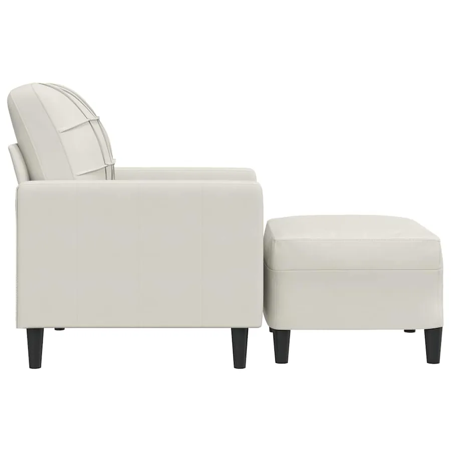 Fauteuil avec repose-pied Crème 60 cm Velours - 4