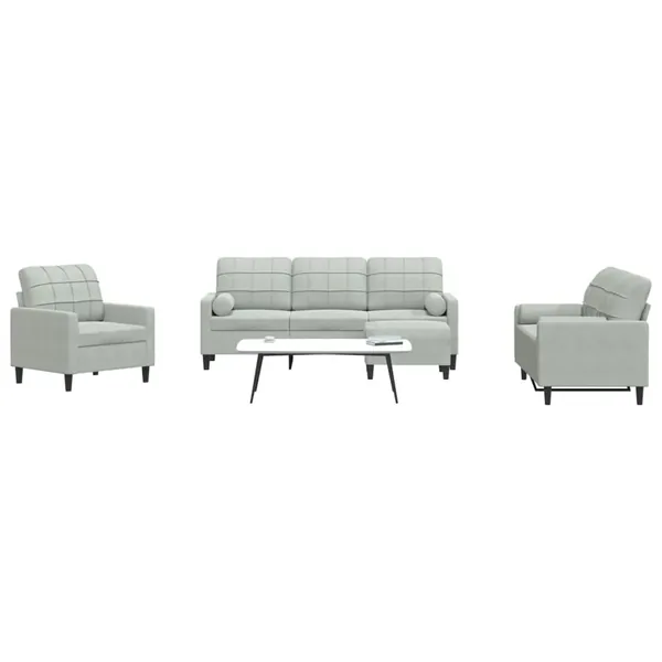 Ensemble de canapés 4 pcs et coussins et traversins velours