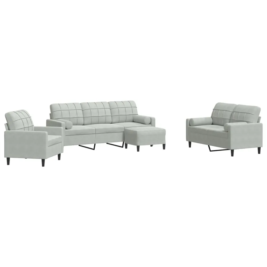 Ensemble de canapés 4 pcs et coussins et traversins velours - 2