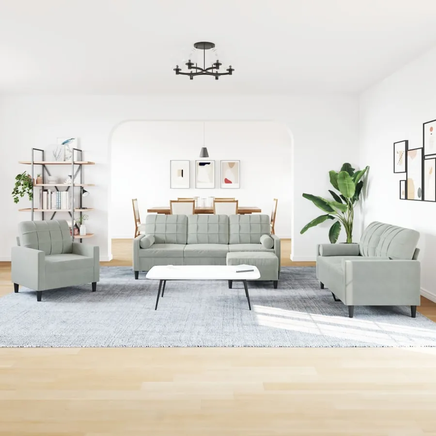 Ensemble de canapés 4 pcs et coussins et traversins velours - 3