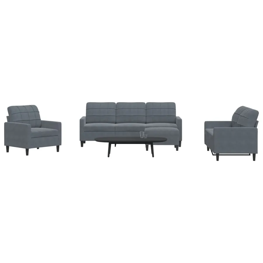 Ensemble de canapés 4 pcs avec coussins Gris foncé Velours