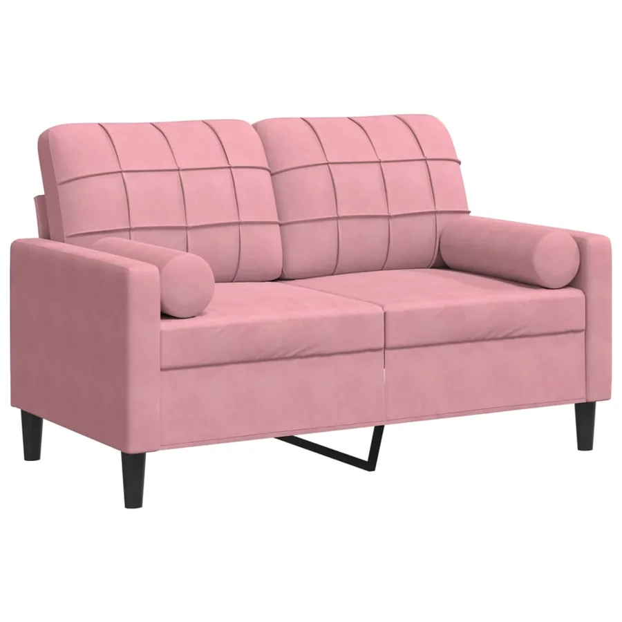 Canapé 2 places avec oreillers décoratifs rose 120 cm velours - 2