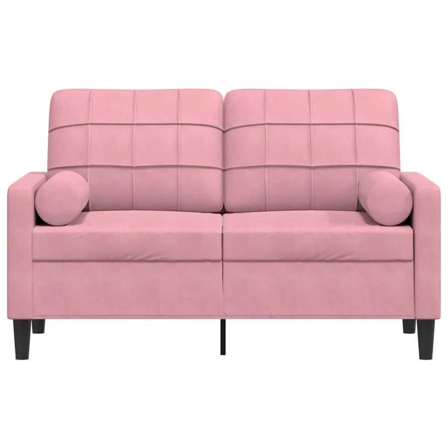 Canapé 2 places avec oreillers décoratifs rose 120 cm velours - 3