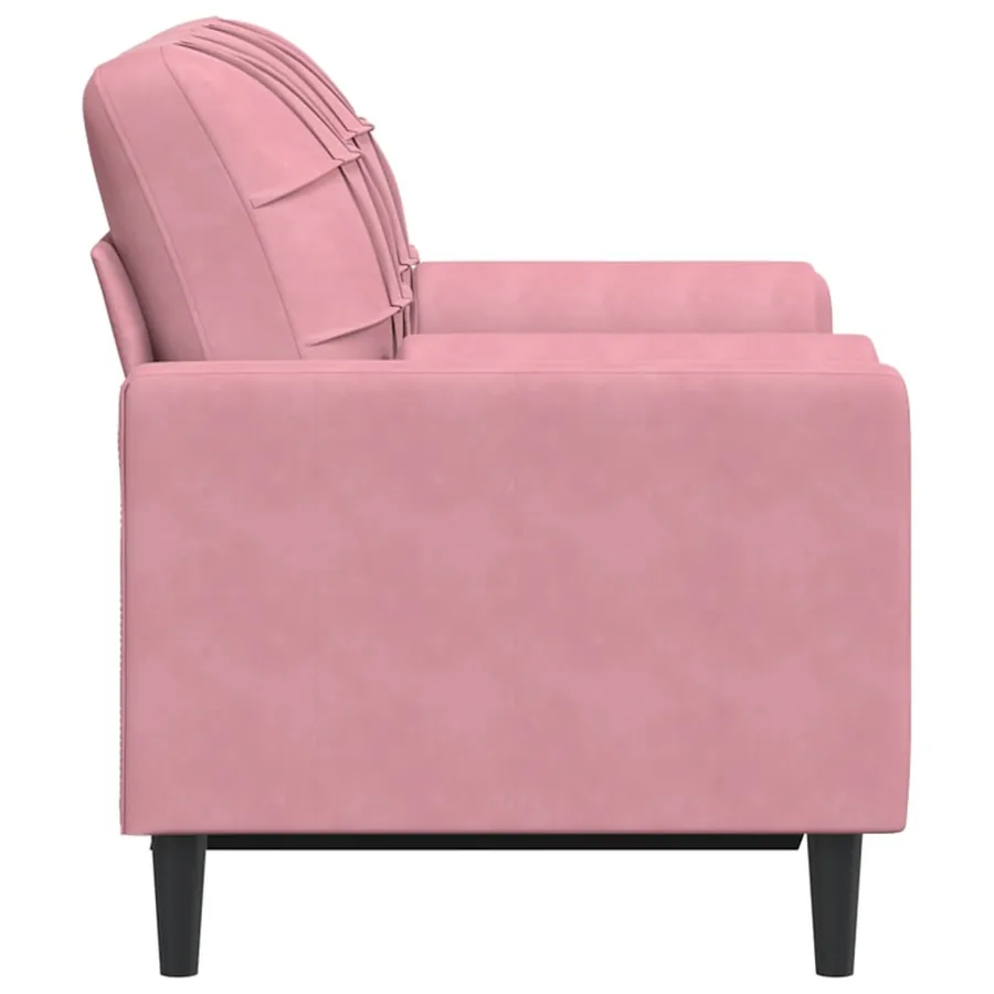 Canapé 2 places avec oreillers décoratifs rose 120 cm velours - 4