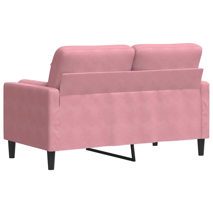 Canapé 2 places avec oreillers décoratifs rose 120 cm velours - 5