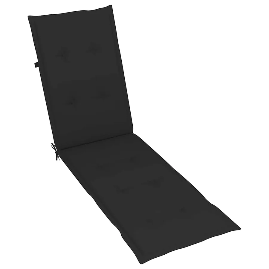 Chaise longue d'extérieur repose-pied et coussin Acacia solide - 7
