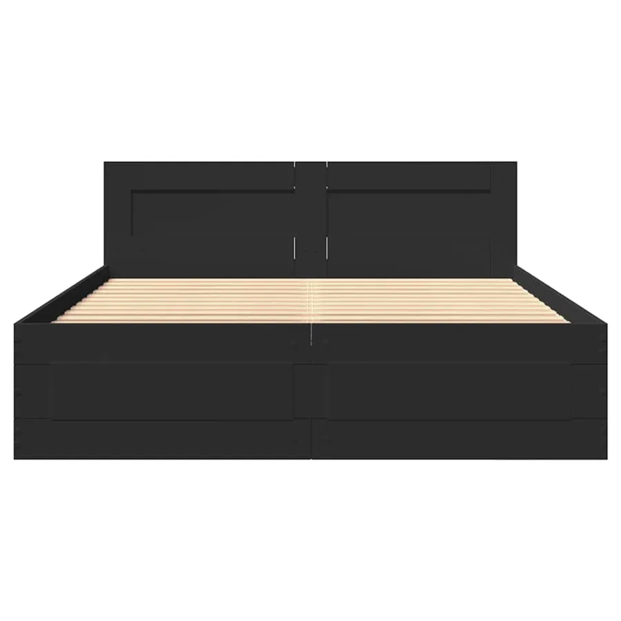 Cadre de lit avec tête de lit sans matelas noir 140x200 cm - 5