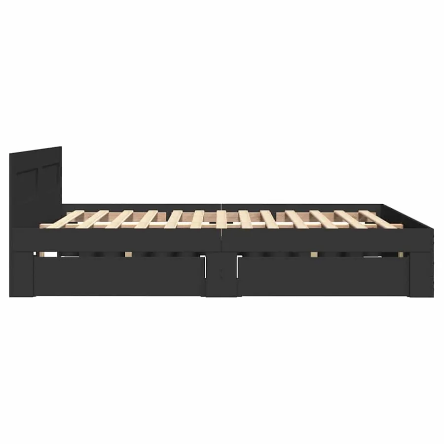 Cadre de lit avec tête de lit sans matelas noir 140x200 cm - 6