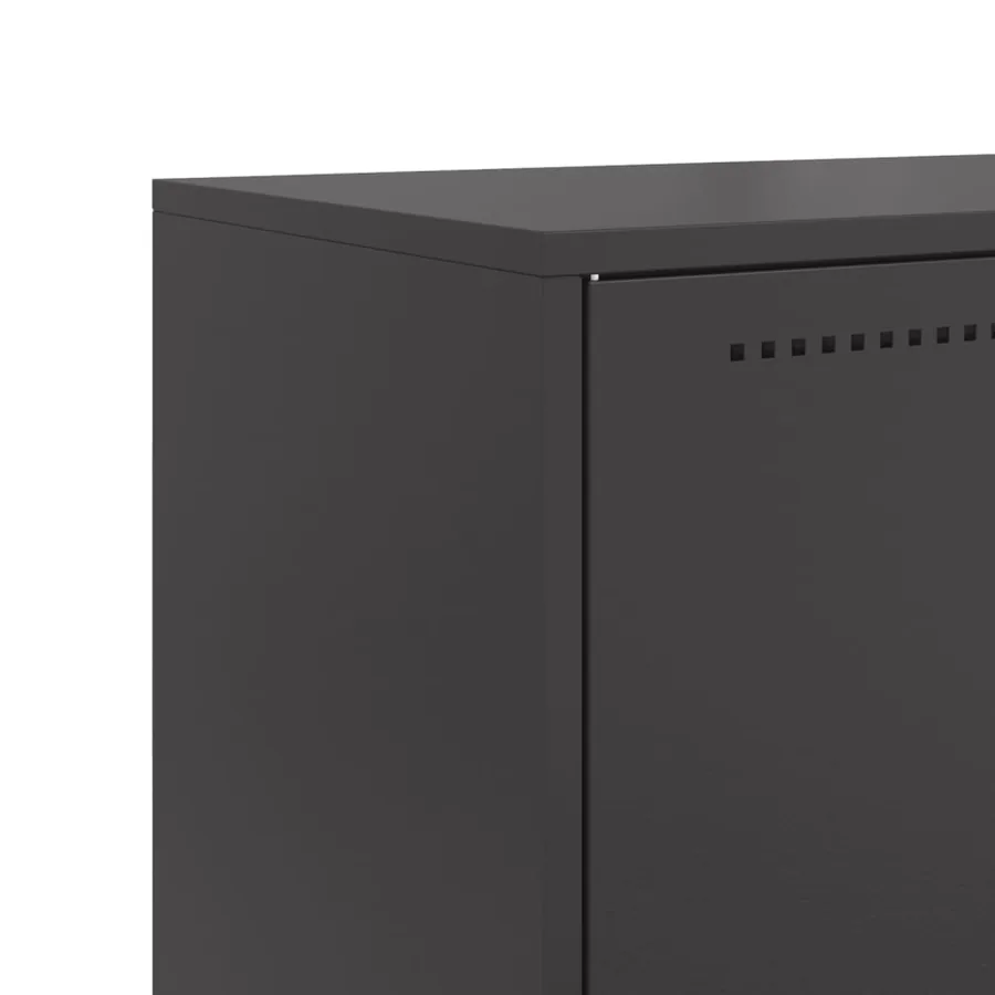 Buffet haut noir 68,5x38,5x123,5 cm acier - 10