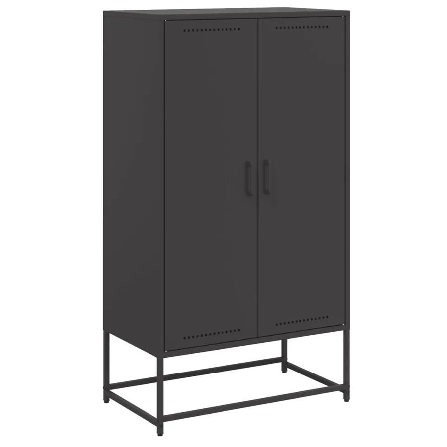Buffet haut noir 68,5x38,5x123,5 cm acier - 2