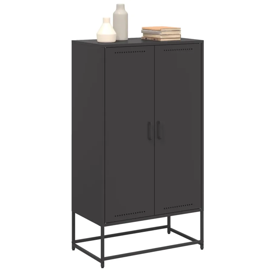 Buffet haut noir 68,5x38,5x123,5 cm acier - 4
