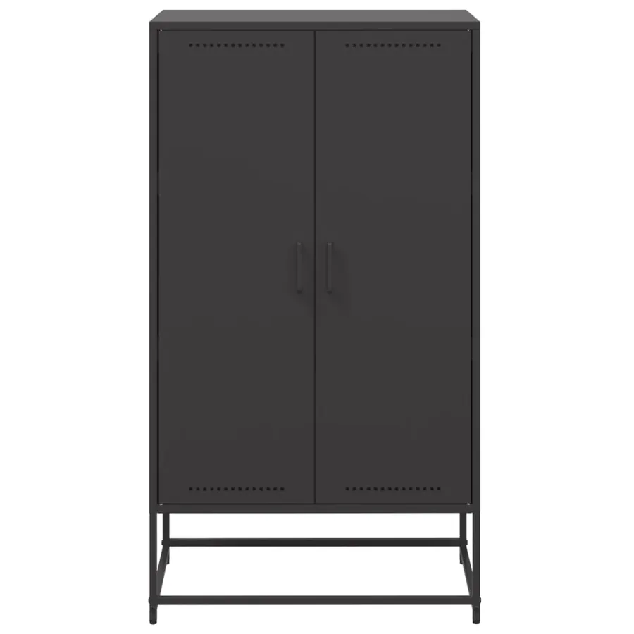 Buffet haut noir 68,5x38,5x123,5 cm acier - 6