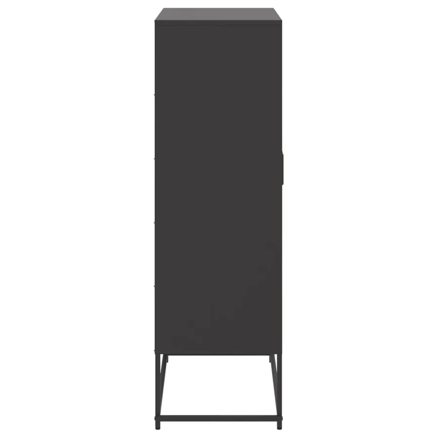 Buffet haut noir 68,5x38,5x123,5 cm acier - 7
