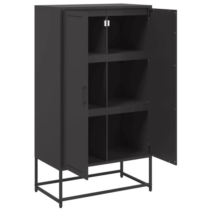 Buffet haut noir 68,5x38,5x123,5 cm acier - 9