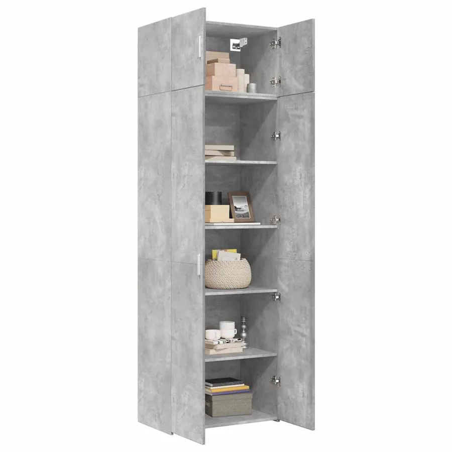 Armoire de rangement gris béton 70x42,5x225cm bois d'ingénierie - 3