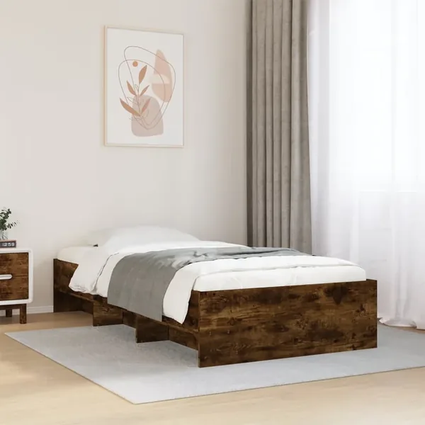 Cadre de lit sans matelas chêne fumé 100x200 cm bois ingénierie