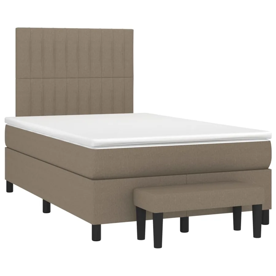 Sommier à lattes de lit avec matelas taupe 120x190 cm tissu - 2