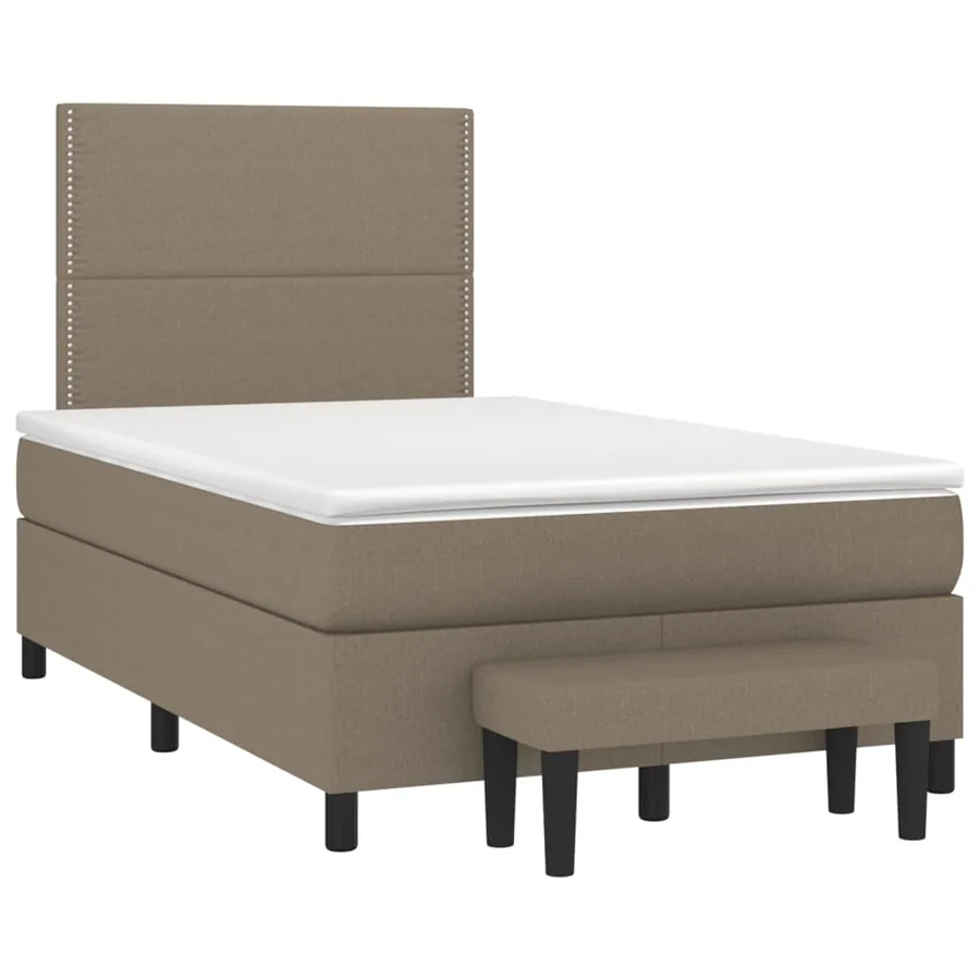Sommier à lattes de lit avec matelas taupe 120x190 cm tissu - 2