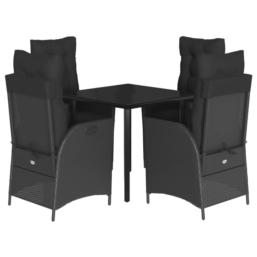 Ensemble à manger de jardin coussins 5pcs Noir Résine tressée - 2