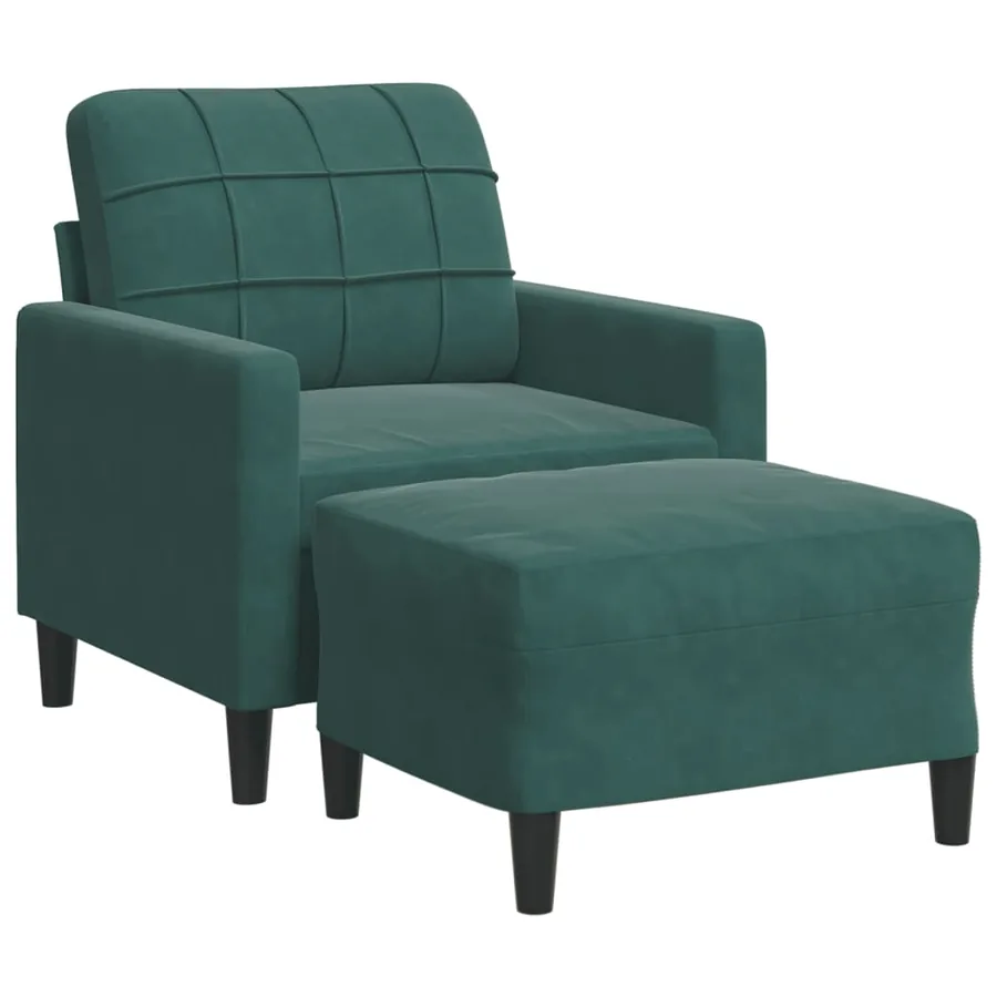 Fauteuil avec repose-pied Vert foncé 60 cm Velours - 2