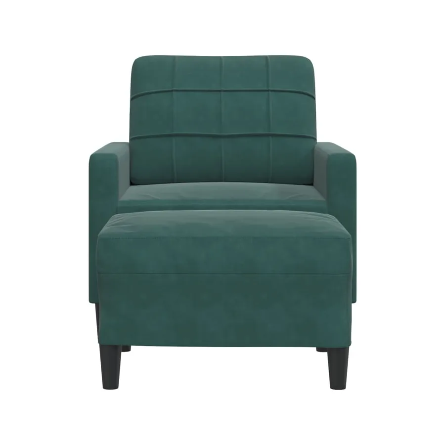 Fauteuil avec repose-pied Vert foncé 60 cm Velours - 3