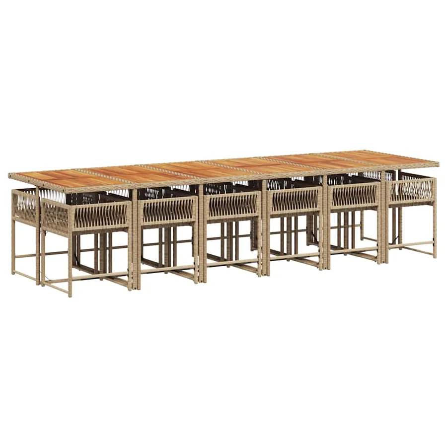 Ensemble à manger de jardin et coussins 13 pcs beige - 3
