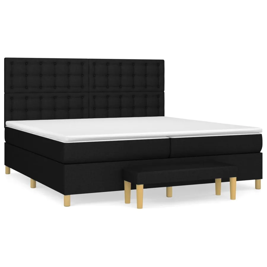 Sommier à lattes de lit avec matelas Noir 200x200 cm Tissu - 2