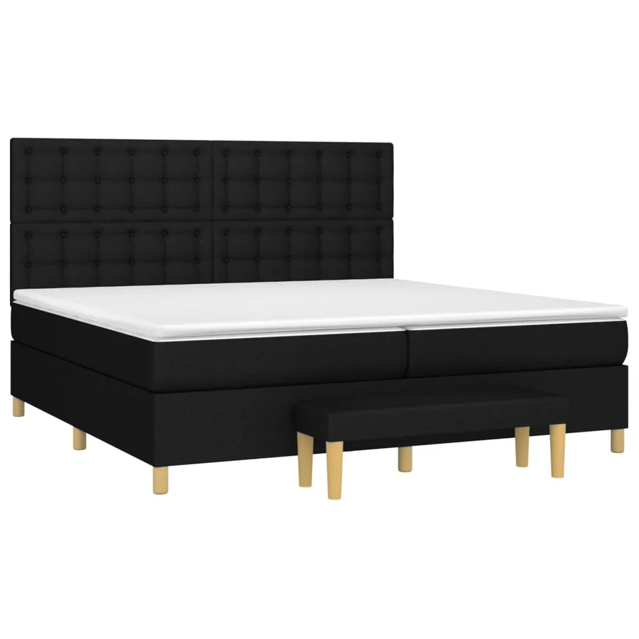 Sommier à lattes de lit avec matelas Noir 200x200 cm Tissu - 3