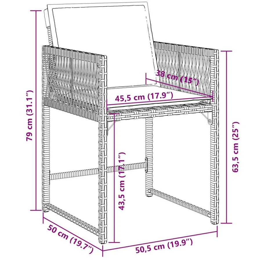 Ensemble à manger de jardin 11pcs avec coussins gris poly rotin - 6